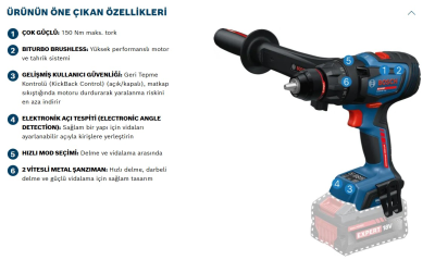 BOSCH EXPERT EXSR18V-150 Akülü Delme/Vidalama Makinesi(2*8.0 amper batarya ve şarj cihazı ile)