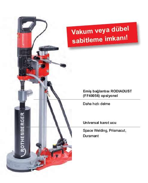 RODIACUT®250 ( Sehpa)+RODIADRILL 200 (Motor) Karot delme sistemi