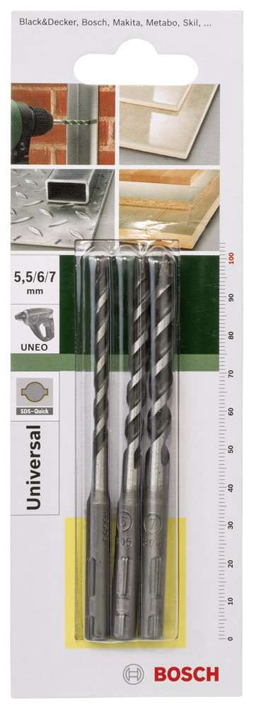 Bosch - SDS-Quick, Uneo için Çok Amaçlı Matkap Ucu SETİ 5,5-6-7 mm