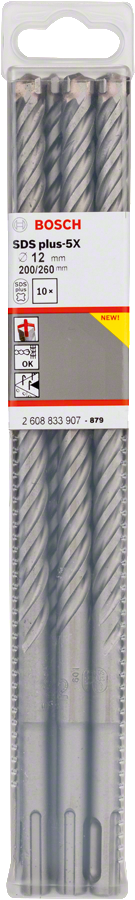 Bosch - SDS-Plus-5X Serisi Kırıcı Delici Matkap Ucu 12*260 mm 10'lu