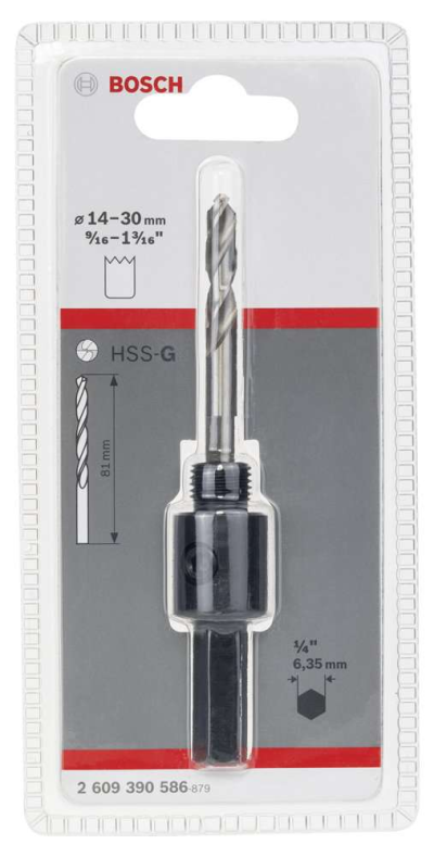 Bosch - Altıgen Şaftlı 14-30 mm Pançlar İçin Adaptör, Anahtar Ağzı 1/4'' (6,35mm)