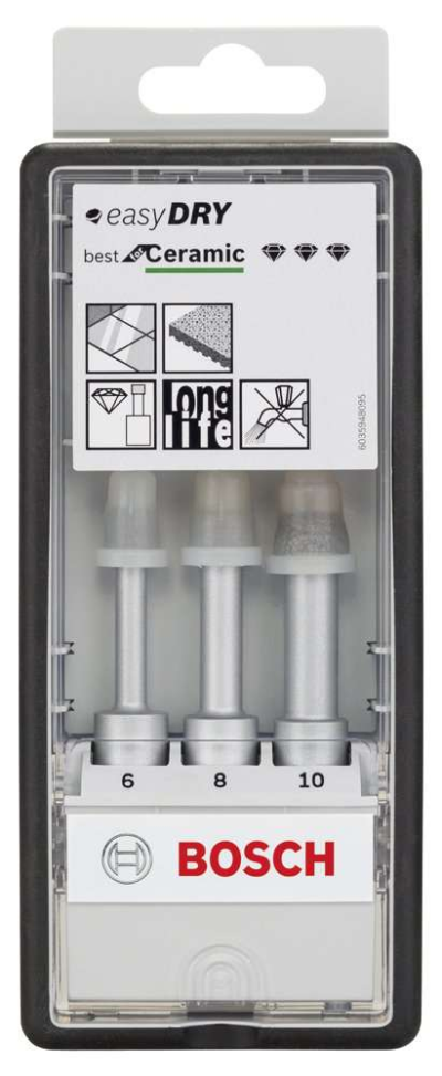 Bosch - Best Serisi, Matkap İçin Seramik Kuru Elmas Delici 6/8/10 mm 3 Parça Set