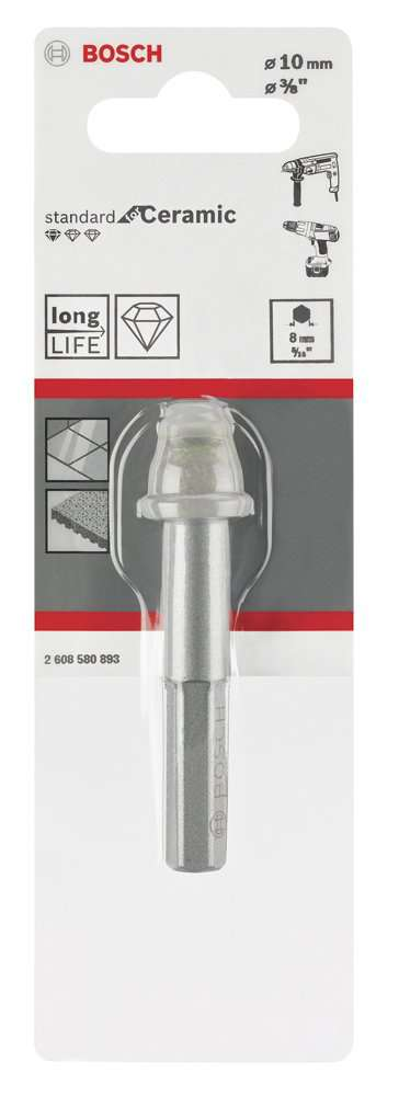 Bosch - Standard Seri, Matkap İçin Seramik Kuru Elmas Delici 10*33 mm