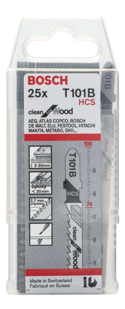 Bosch - Temiz Kesim Serisi Ahşap İçin T 101 B Dekupaj Testeresi Bıçağı - 25'Li Paket