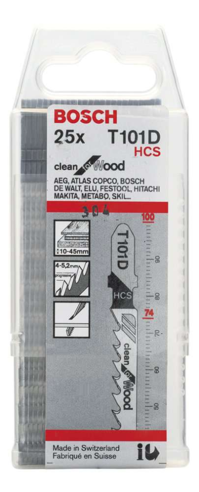 Bosch - Temiz Kesim Serisi Ahşap İçin T 101 D Dekupaj Testeresi Bıçağı - 25'Li Paket