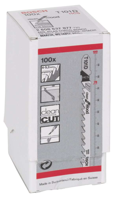 Bosch - Temiz Kesim Serisi Ahşap İçin T 101 D Dekupaj Testeresi Bıçağı - 100'Lü Paket