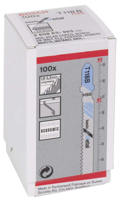Bosch - Ekonomik Seri Metal İçin T 118 B Dekupaj Testeresi Bıçağı - 100'Lü Paket