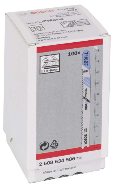Bosch - Kırılmaya Karşı Dayanıklı Seri Metal İçin T 118 BF Dekupaj Testeresi Bıçağı - 100'Lü Paket