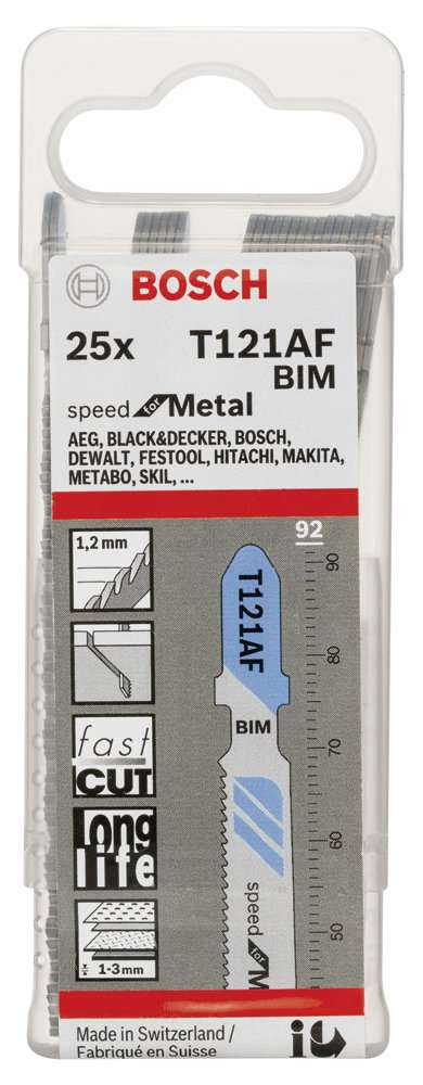 Bosch - Hızlı Kesim Serisi Metal İçin T 121 AF Dekupaj Testeresi Bıçağı - 25'Li Paket