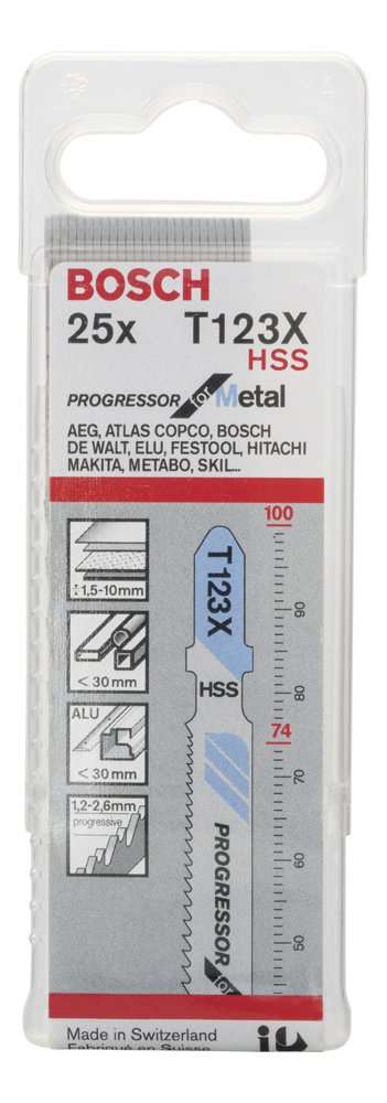 Bosch - Kademeli Artan Dişli Seri Metal İçin T 123 XF Dekupaj Testeresi Bıçağı - 25'Li Paket