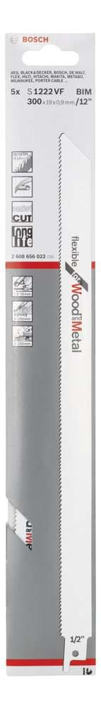 Bosch - Flexible Serisi Ahşap Ve Metal için Panter Testere Bıçağı S 1222 VF - 5'li