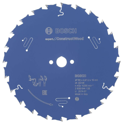 Bosch - Expert Serisi İnşaat Ahşabı için Daire Testere Bıçağı 184*16 mm 24 Diş