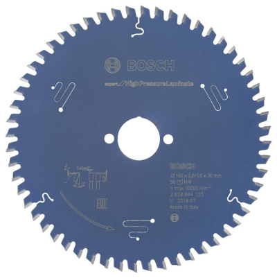 Bosch - Expert Serisi Yüksek Basınçlı Lamine Panel ve Trespa için Daire Testere Bıçağı 190*30 mm 56 Diş