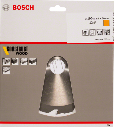 Bosch - Optiline Serisi İnşaat Ahşabı için Daire Testere Bıçağı 190*30 mm 12 Diş