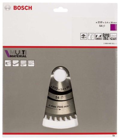 Bosch - Standard for Serisi Çoklu Malzeme için Daire Testere Bıçağı 210*30 mm 54 Diş