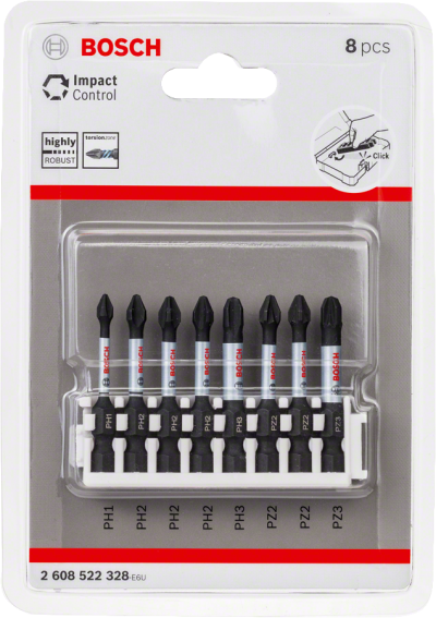 Bosch - Impact Control Serisi Vidalama Ucu 8'li PH1/PH2x3/PH3/PZ2x2/PZ3 *50mm