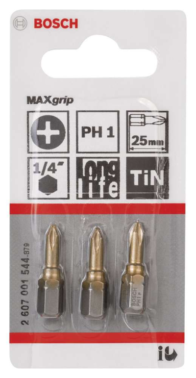 Bosch - Max Grip Serisi Vidalama Ucu PH1*25 mm 3'lü