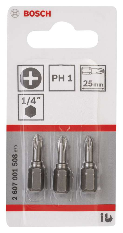 Bosch - Extra Hard Serisi Vidalama Ucu PH1*25 mm 3'lü