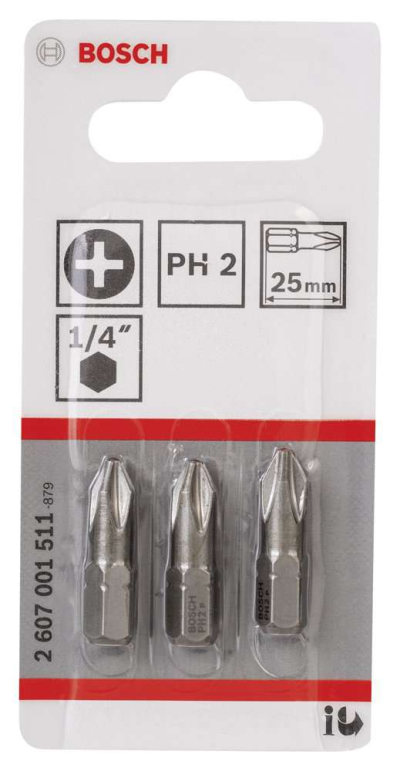 Bosch - Extra Hard Serisi Vidalama Ucu PH2*25 mm 3'lü