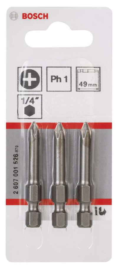 Bosch - Extra Hard Serisi Vidalama Ucu PH1*49 mm 3'lü