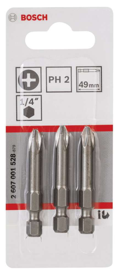 Bosch - Extra Hard Serisi Vidalama Ucu PH2*49 mm 3'lü