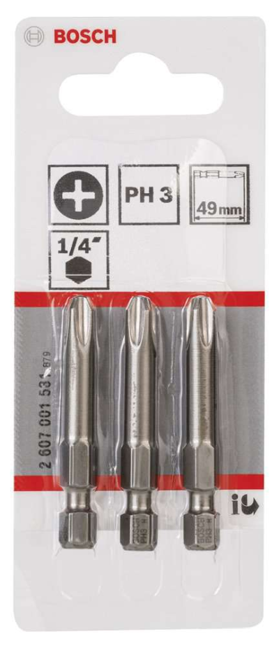 Bosch - Extra Hard Serisi Vidalama Ucu PH3*49 mm 3'lü