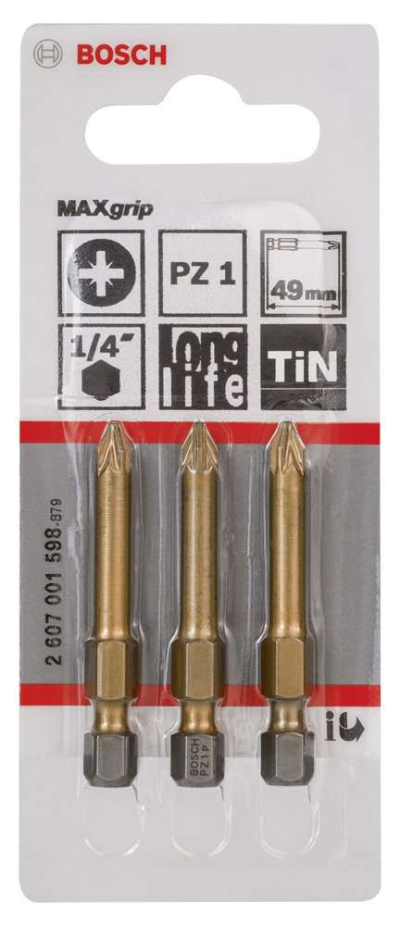 Bosch - Max Grip Serisi Vidalama Ucu PZ 1*49 mm 3'lü