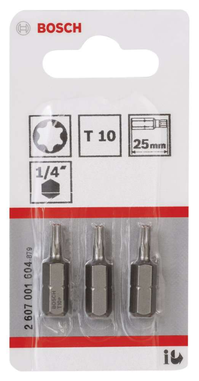 Bosch - Extra Hard Serisi Vidalama Ucu T10*25 mm 3'lü