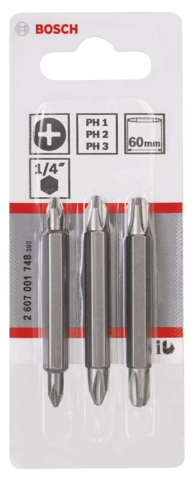 Bosch - Çift Taraflı Vidalama ucu PH1/2/3*60 mm 3'lü