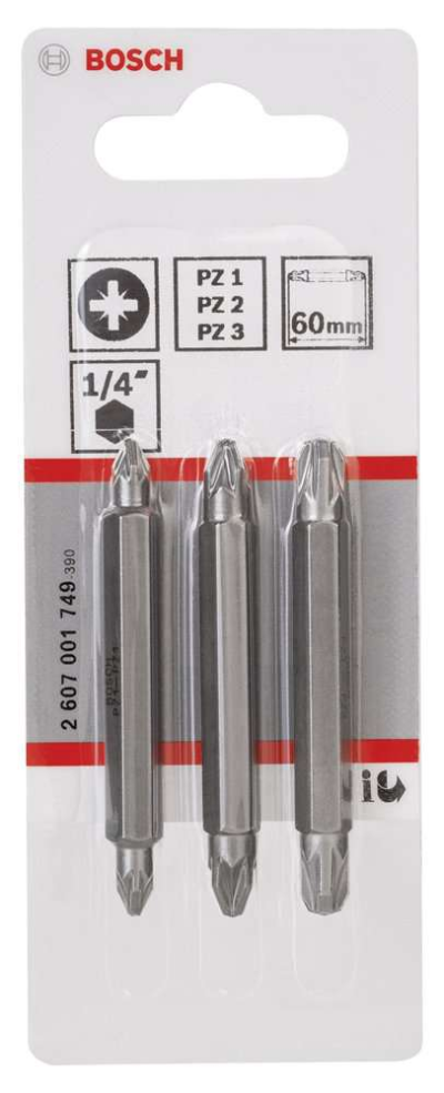 Bosch - Çift Taraflı Vidalama ucu PZ1/2/3*60 mm 3'lü