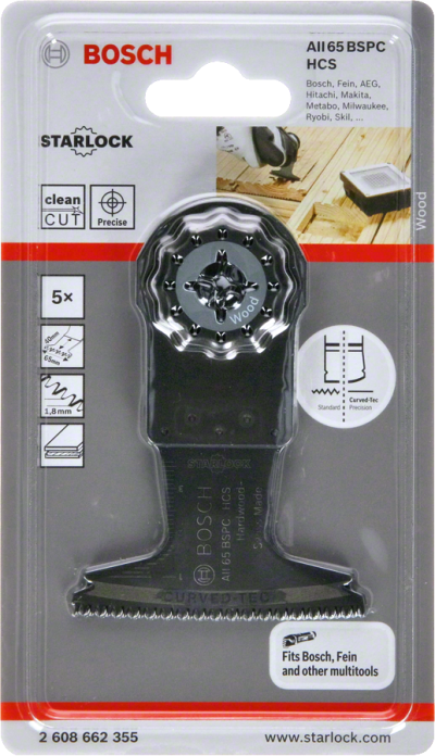 Bosch - Starlock - AII 65 BSPC - HCS Sert Ahşap İçin Daldırmalı Testere Bıçağı 5'li