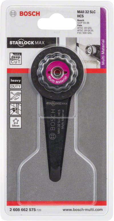 Bosch - Starlock Max - MAll 32 SLC - HCS Üniversal Derz ve Macun Kesici Uzun Testere Bıçağı 1'li