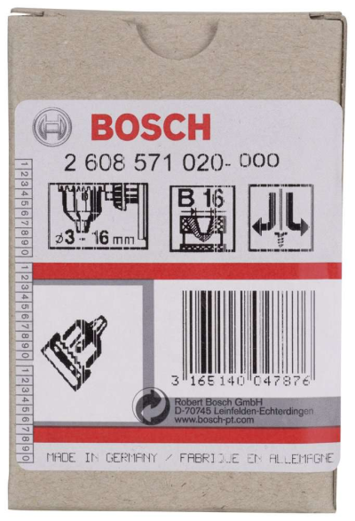 Bosch - 3-16 mm - B-16 Anahtarlı Mandren
