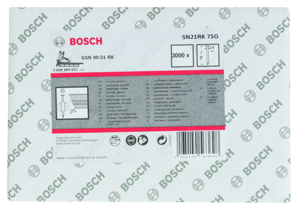 Bosch - GSN 90-21DK Çivi  75mm 3000li Düz ÇinkoK