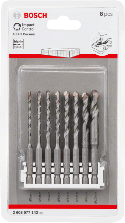 Bosch - HEX-9 Ceramic Altıgen Şaftlı Matkap Ucu 8'li Set - Click