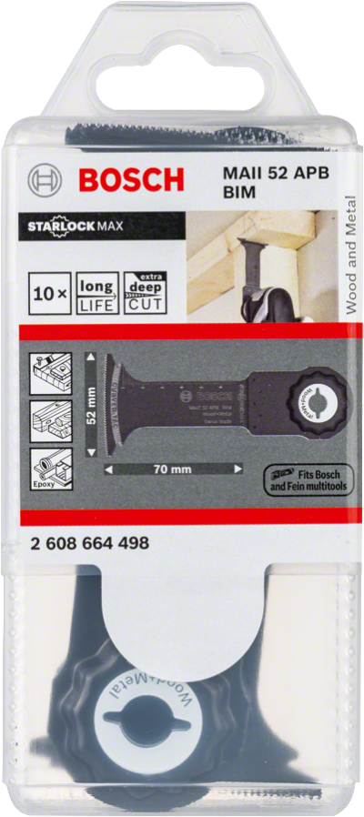 Bosch - Starlock Max - MAII 52 APB - BIM Ahşap ve Metal İçin Daldırmalı Testere Bıçağı 10'lu