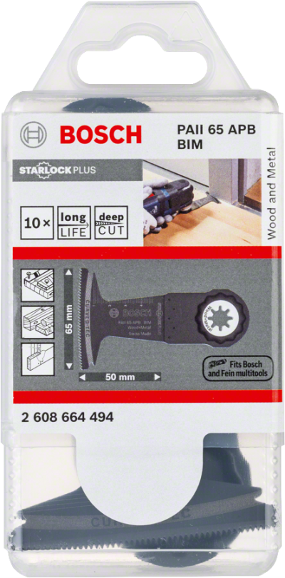 Bosch - Starlock Plus - PAII 65 APB - BIM Ahşap ve Metal İçin Daldırmalı Testere Bıçağı 10'lu
