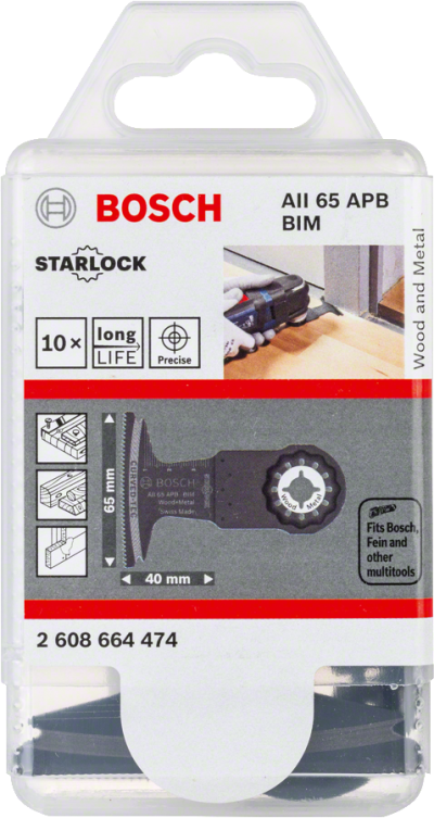 Bosch - Starlock - AII 65 APB - BIM Ahşap ve Metal İçin Daldırmalı Testere Bıçağı 10'lu