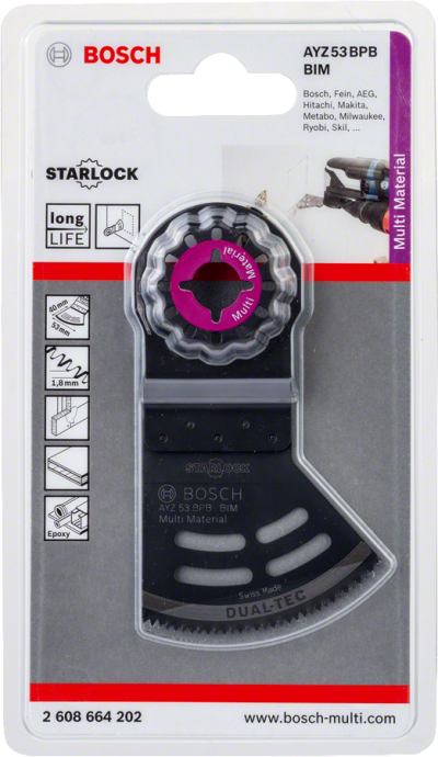 Bosch - Starlock - AYZ 53 BPB - BIM Çoklu Malzeme İçin Daldırmalı ve Yana Kesim Testere Bıçağı 1'li