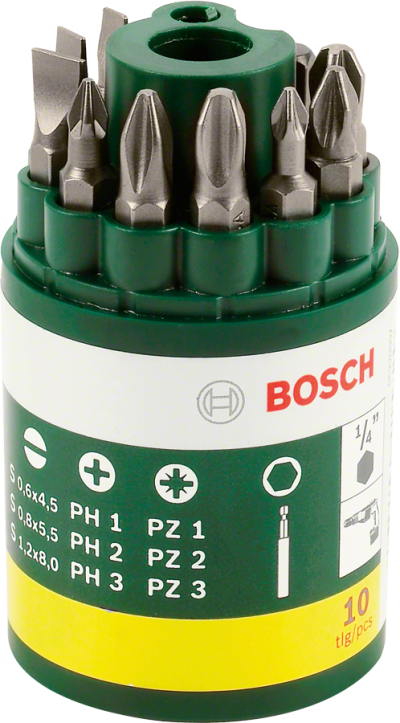 Bosch - 10 Parça Vidalama Ucu Seti (PH+PZ+S)