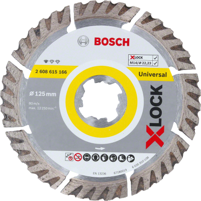 Bosch - X-LOCK - Standard Seri Genel Yapı Malzemeleri İçin Elmas Kesme Diski 125 mm