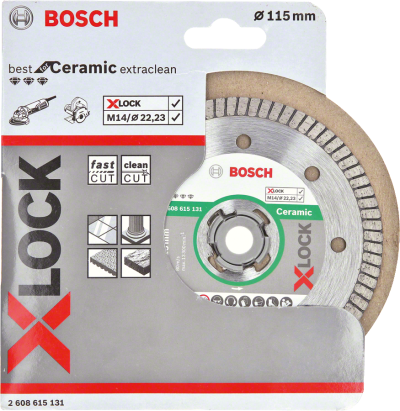 Bosch - X-LOCK - Best Serisi Seramik İçin, Extra Temiz Kesim Turbo Segman  Elmas Kesme Diski 115 mm