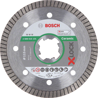 Bosch - X-LOCK - Best Serisi Seramik İçin, Extra Temiz Kesim Turbo Segman  Elmas Kesme Diski 115 mm