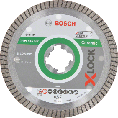 Bosch - X-LOCK - Best Serisi Seramik İçin, Extra Temiz Kesim Turbo Segman  Elmas Kesme Diski 125 mm
