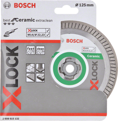 Bosch - X-LOCK - Best Serisi Seramik İçin, Extra Temiz Kesim Turbo Segman  Elmas Kesme Diski 125 mm