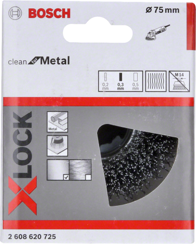 Bosch - X-LOCK - Clean Serisi Metal İçin Saçaklı Tel Fırça 75*0,3 mm