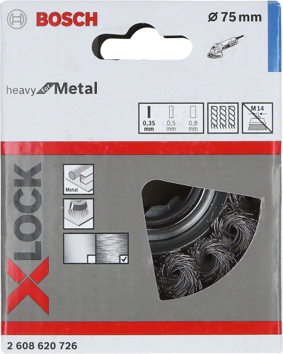 Bosch - X-LOCK - Heavy Serisi Metal İçin Burgulu Tel Fırça 75*0,35 mm