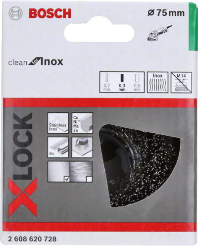 Bosch - X-LOCK - Clean Serisi Inox İçin Saçaklı Tel Fırça 75*0,3 mm