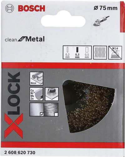 Bosch - X-LOCK - Clean Serisi Metal İçin Saçaklı Pirinç Tel Fırça 70*0,3 mm