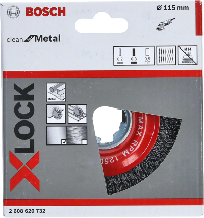 Bosch - X-LOCK - Clean Serisi Metal İçin Saçaklı Yuvarlak Fırça 115*0,3 mm